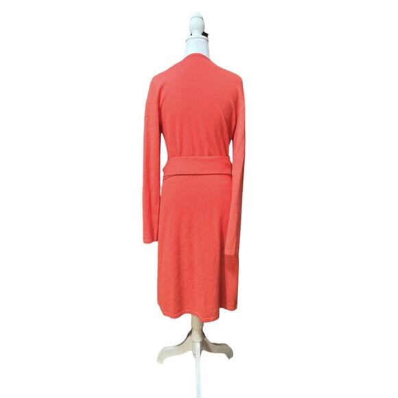 DVF Diane Von Furstenberg Linda Wrap Sweater Dress Wool Cashmere Coral Sz Petite - Picture 8 of 14